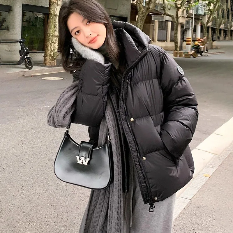 

Женская короткая хлопковая стеганая куртка с капюшоном, зимнее толстое теплое модное пуховое пальто, женская верхняя одежда Parker