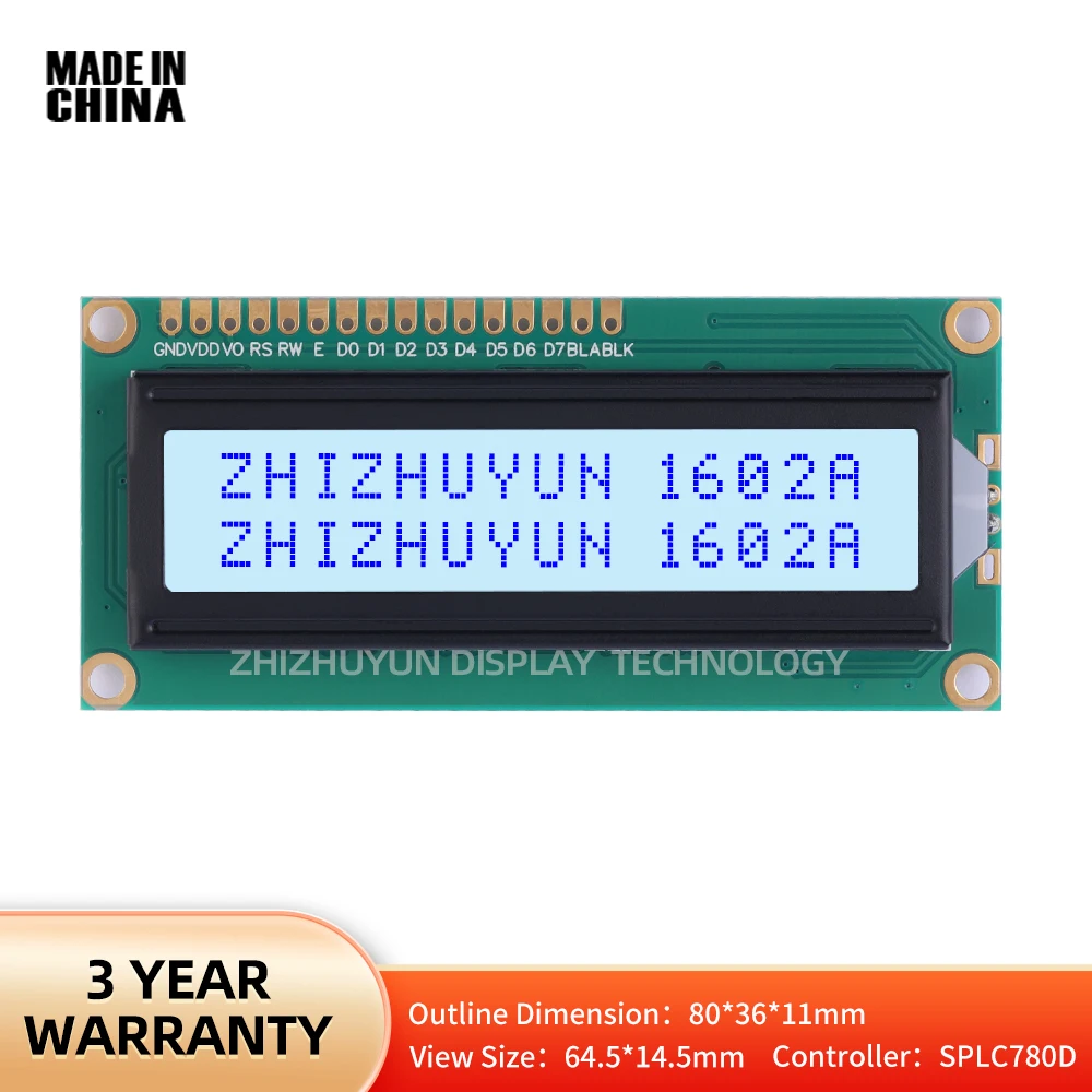 LCD1602A karakter Dot Matrix layar abu-abu Film biru Font 16X01 layar LCD modul Tampilan Lcm kualitas terjamin