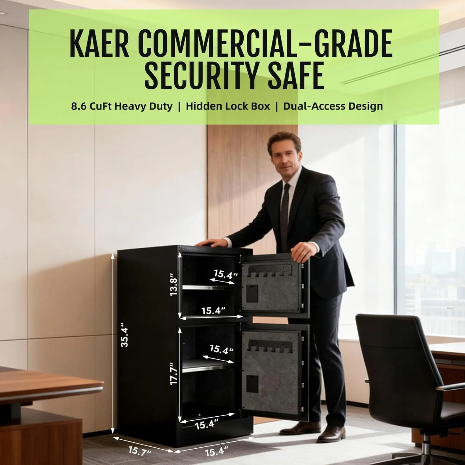 8.6 Cuft Heavy Duty Dual Door Safe Box Hidden Lock Fireproof Waterproof Storage Bag Removable Custom For Home Office