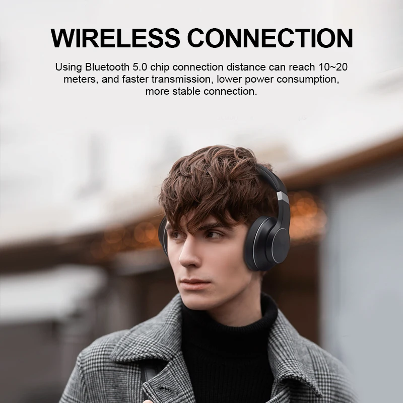 

Rich Age 2024 V9D high quality adjustable sizes wireless bluetooth 5.0 noise cancellation flexible headset headphones