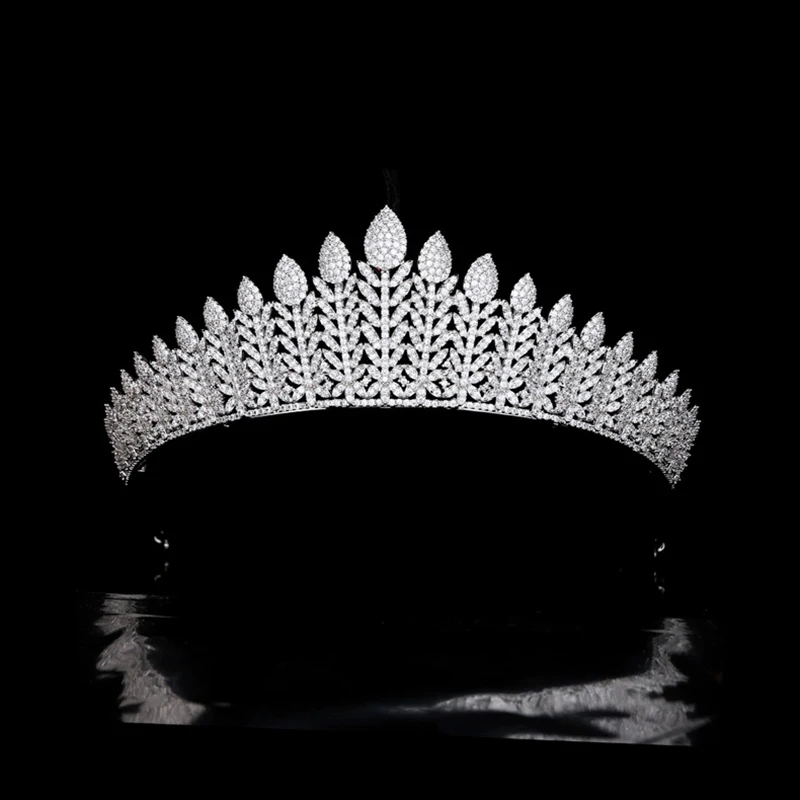 Luxury Zircon Crown Wedding Hair Accessory European Style High-End Bridal Headpiece Popular Tiaras Headband