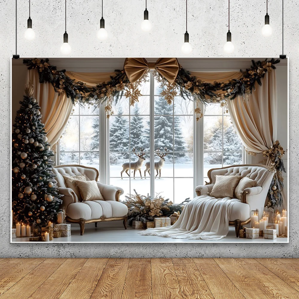 الشتاء الثلوج عيد الميلاد خلفية التصوير أوروبا قصر باب شجرة عيد الميلاد إكليل هدية الزفاف الزفاف الأسرة ديكور الحفلات الخلفية