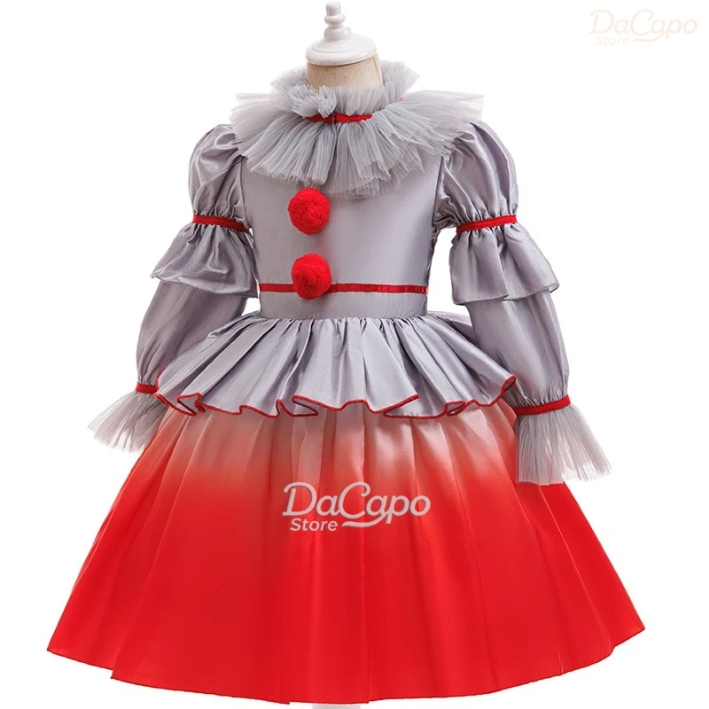 ITT Pennyywise تأثيري هالوين فيلم المهرج تأثيري فستان زي Genderswap الرعب فستان مخيف حتى كرنفال حفلة الاطفال الزي #5