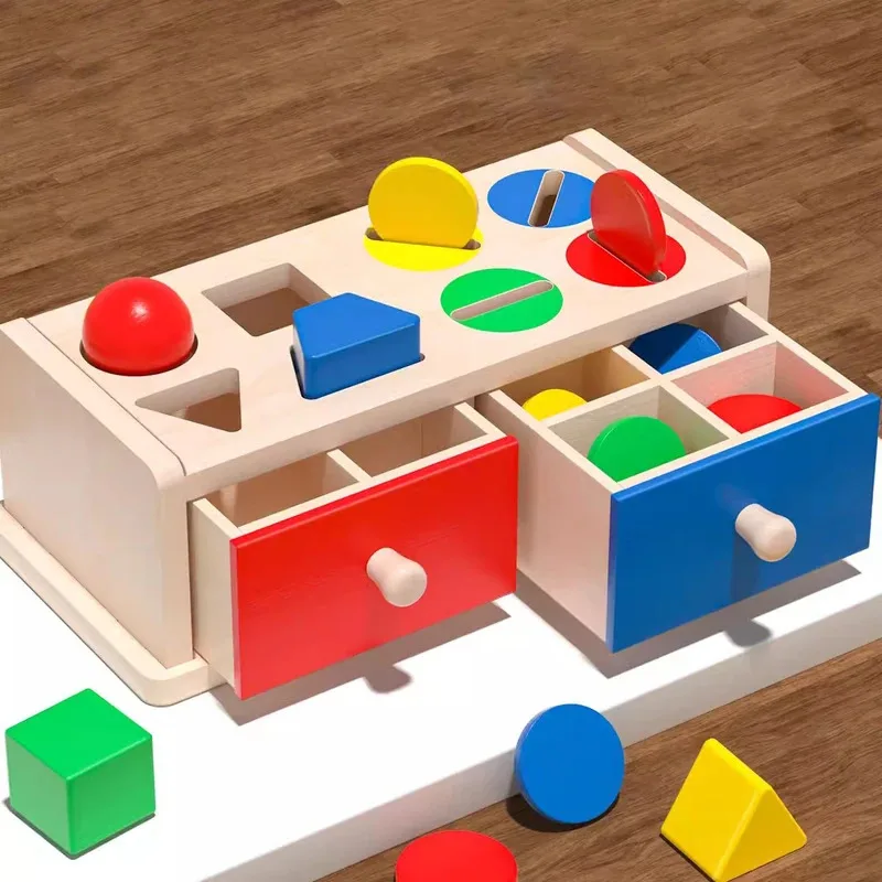 Boîte à monnaie en bois, couleur assortie, Double tiroir Permanent, blocs de radis sensoriels pour enfants, jouets pour cadeaux de bébé, nouvelle collection