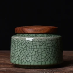 Exquisite Ceramic Tea Jar Celadon Decorative Table Top Jewelry Ring Necklace Storage Box Portable Candy Coffee Bean Storage Jar