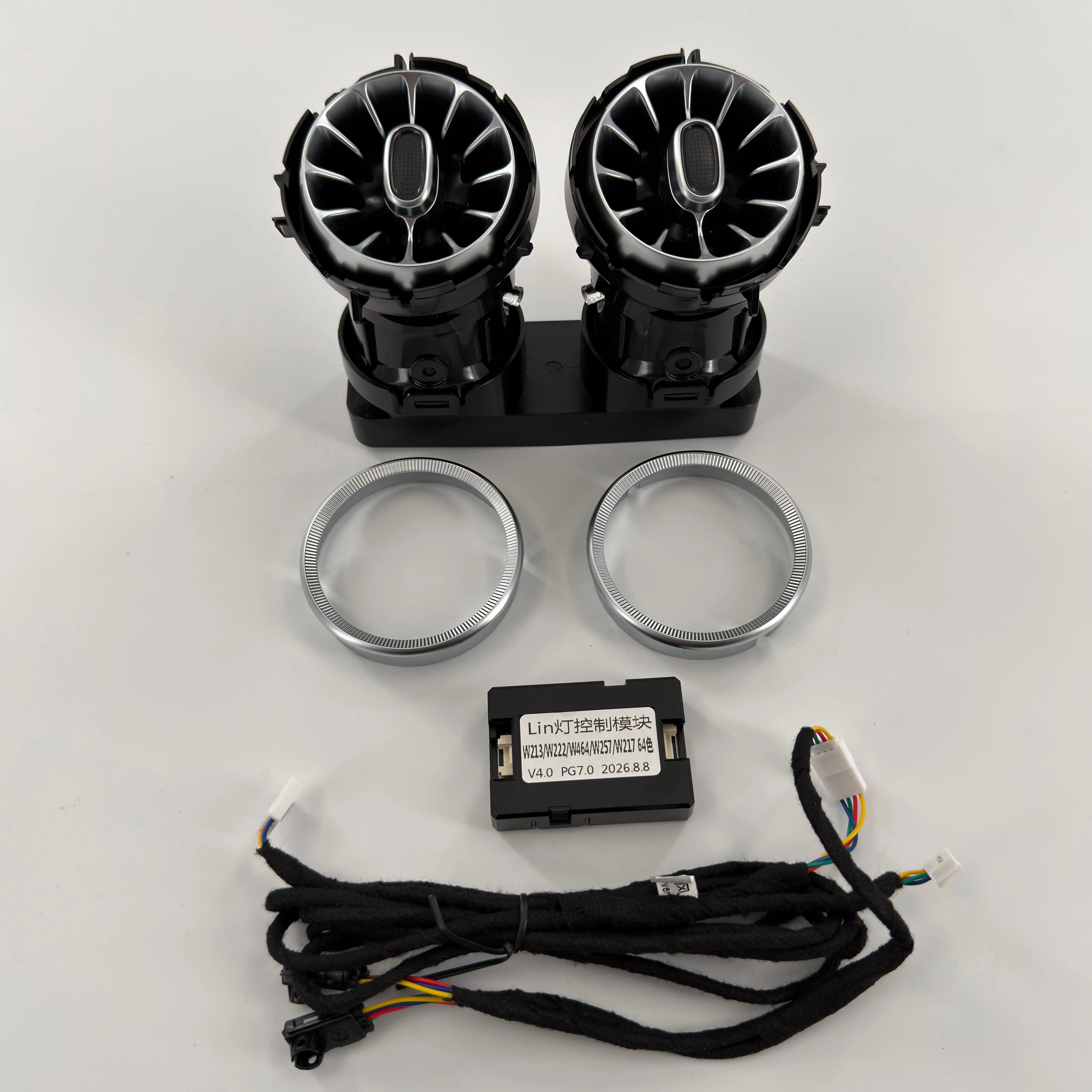 Rear Center Console Turbine AC Air Vents Retrofit Kit with Ambient Lighting for Mercedes-Benz CLS C257 2018-2023, Cabin Airflow