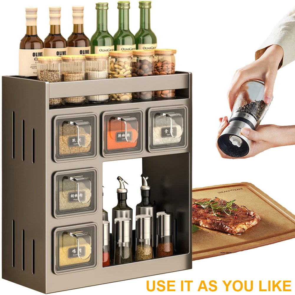

Stainless Steel 3 Layer Kitchen Wall Shelf Punch-Free Hanging Storage Rack for Spice Jars and Kitchen Essentials