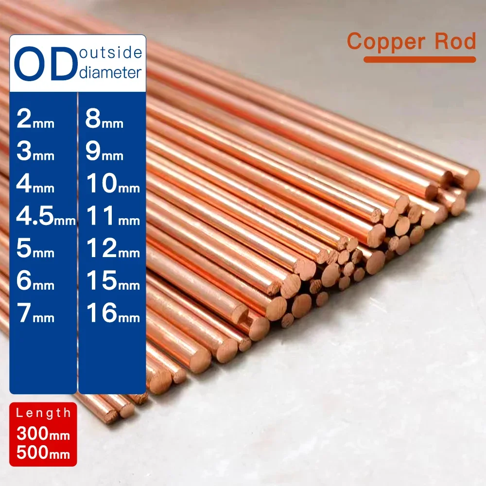 Rod Redondo de Cobre Reto Barra Contínua Roxo Vermelho Diâmetro Mm16 mm Length300 500 mm