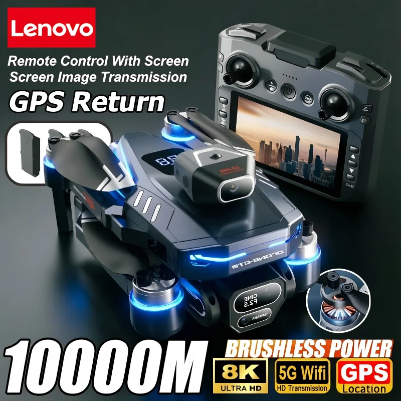 Lenovo GT8 Drone 8K Aerial HD Dual Camera GPS Brushless Optical Flow Hovering Obstacle Avoidance Screen Remote Control Drone