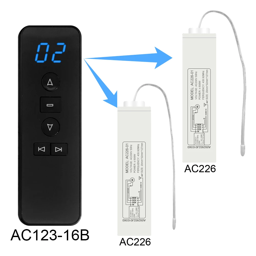 

A-OK 433MHz AC220V Wireless RF Remote Control Switch Set for Electric Projection Screen Sunshade Curtains Easy Installation