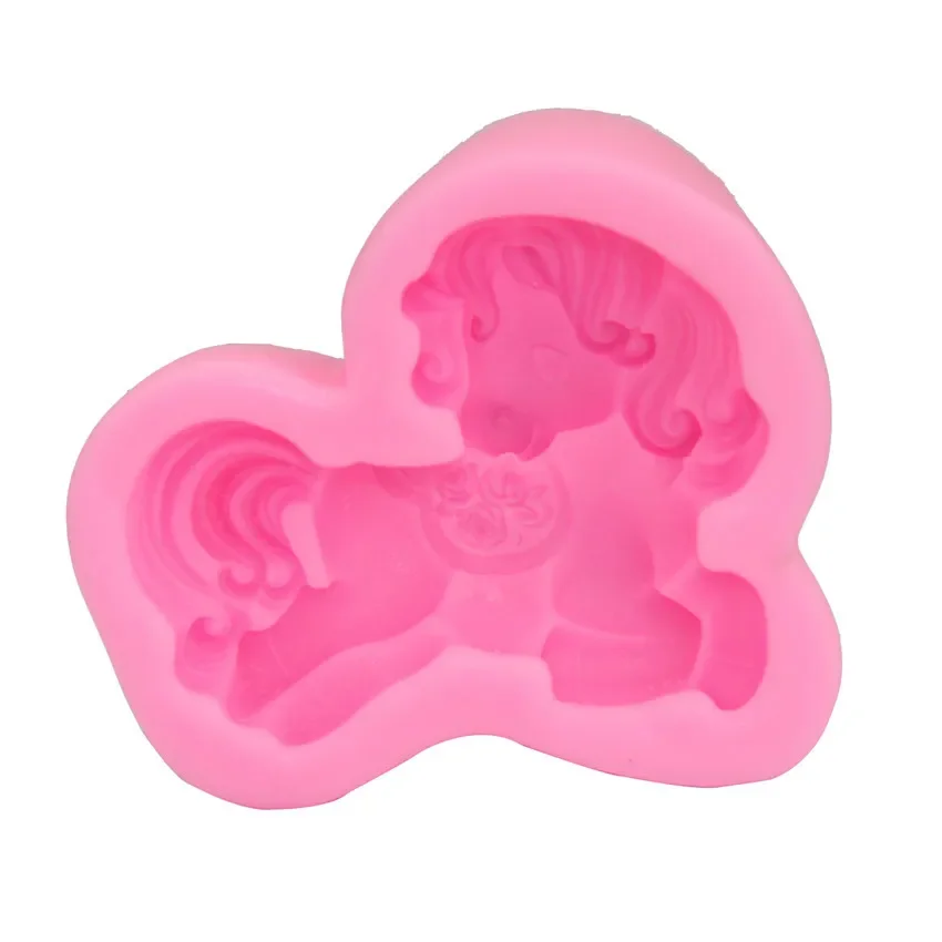 Nuovo 3D Happy Running Pony Horse stampi antiaderente fondente zucchero gelatina Jello Ice sapone stampi in Silicone strumenti per decorare torte