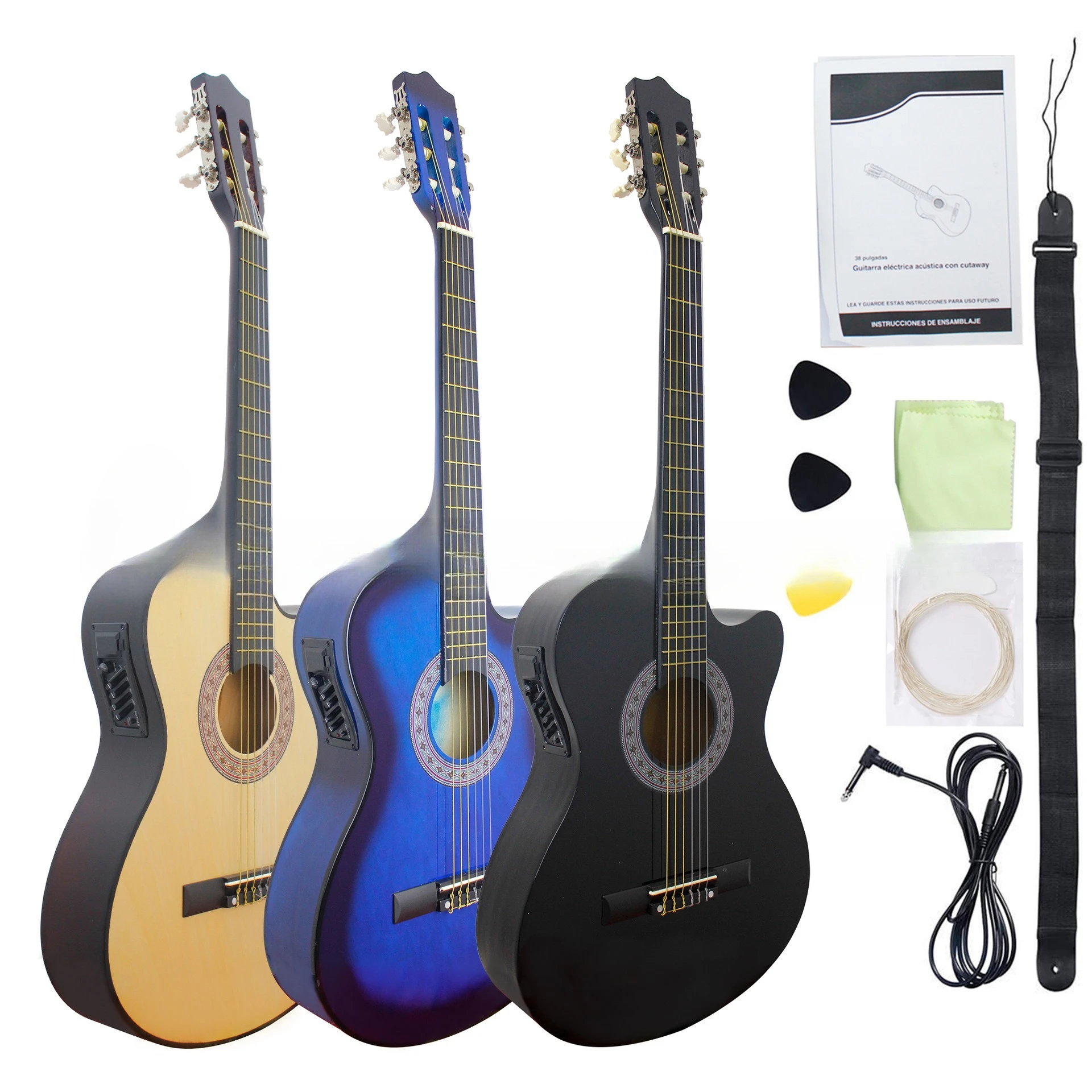 

38-Inch Classical Guitar EQ Electric Acoustic Guitar, Three-color Optional, Factory Direct Sales Can Be Customized
