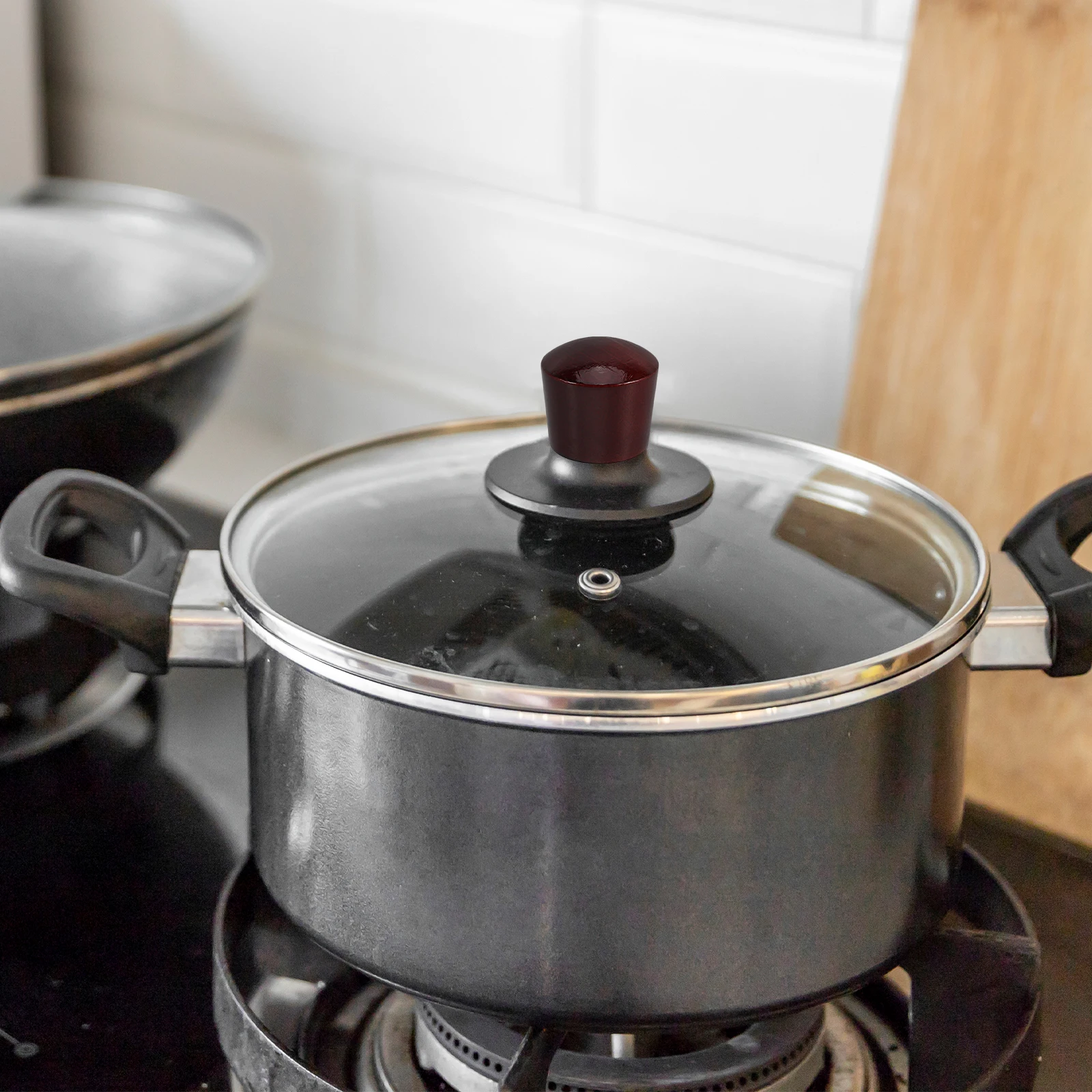

Outdoor Camping Pot With Detachable Wooden Handle Heat-Resistant Lid Knob For Backpacking Hiking Cooking Utensil Portable