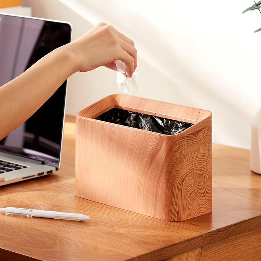 

Desktop Trash Can Small Compact Retro Style Stable Desktop Waste Bin for Office Kitchen Table Home Use Garbage Bucket