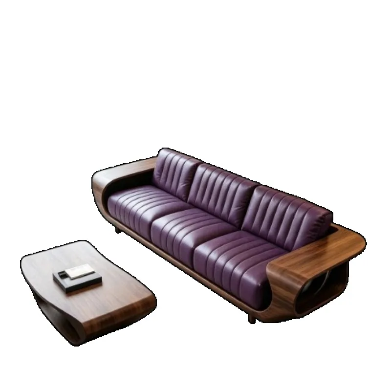 & Luxury New Chinese Style Solid Wood Living Room Sofas Purple Elegant Adults Aesthetics Couch High-end Cushion Home Furniture