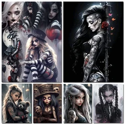 Cross Stitch Kit Gothic Girl Portrait Diamond Painting Mosaic Embroidery Fantasy New 5D DIY Full Rhinestone Home Decor Gift