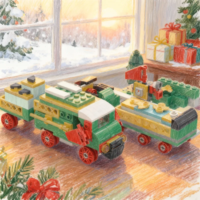

248 деталей MOC: Сезонная рождественская модель автомагистрали, строительные блоки, архитектурный конструктор, рождественский подарок, игрушки для сборки, творческая идея DIY