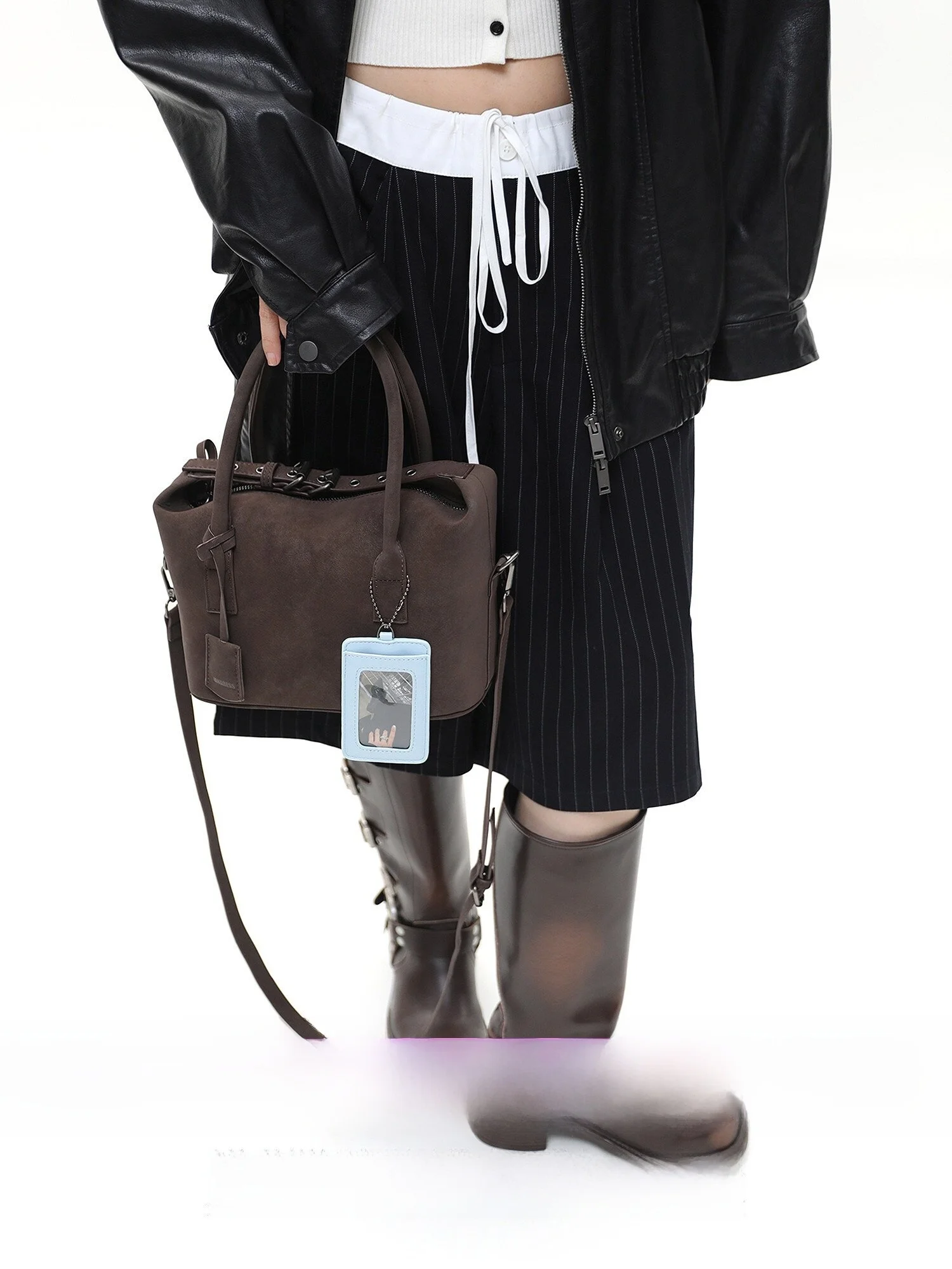 Deep Caramel Brown Suede Bento Box Bag Vintage Commuter Shoulder Handbag Crossbody Bag Modern Neutral Style Daily Use