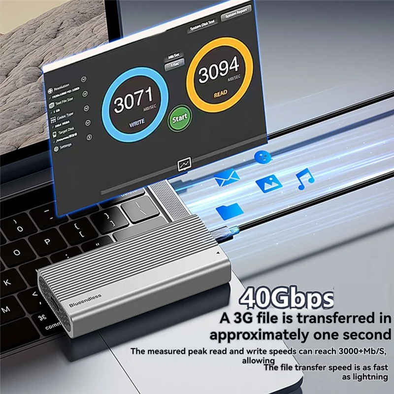 BLUEENDLESS ASM2464 M. 2 Nvme SSD Enclosure USB 4.0 40Gbps For Thunderbolt 4/3 USB 3.2/3.1/3.0 External Hard Drive Case For PC