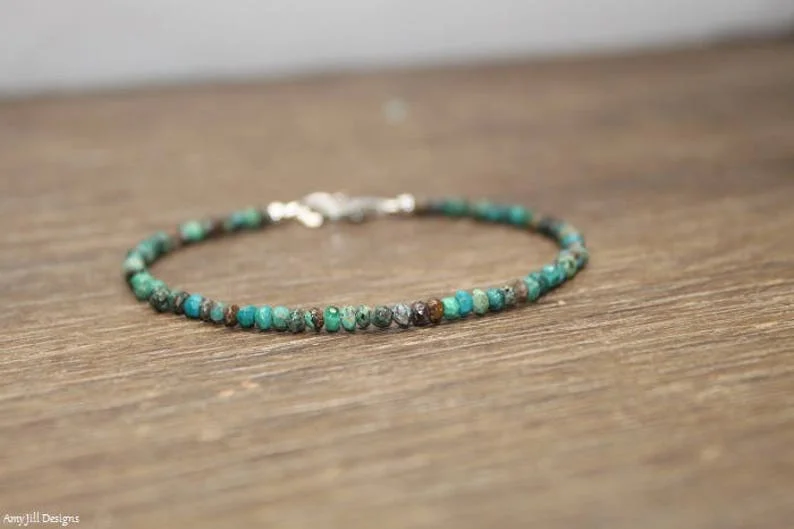 Chrysocolla Bracelet, Beaded, Stacking, Chrysocolla Jewelry, Gemstone Jewelry