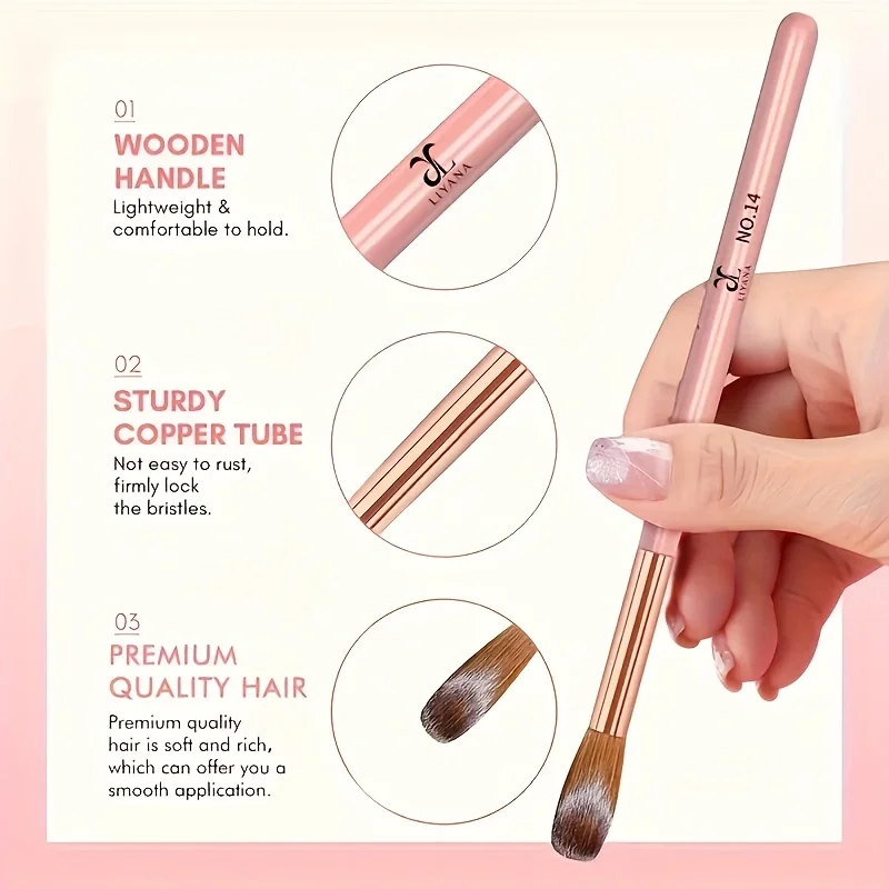 3 szt. Zestaw pędzli do paznokci akrylowych, rozmiar 8/10/14 Profesjonalne pędzle do paznokci do aplikacji akrylowej Proszek akrylowy Przedłużanie paznokci