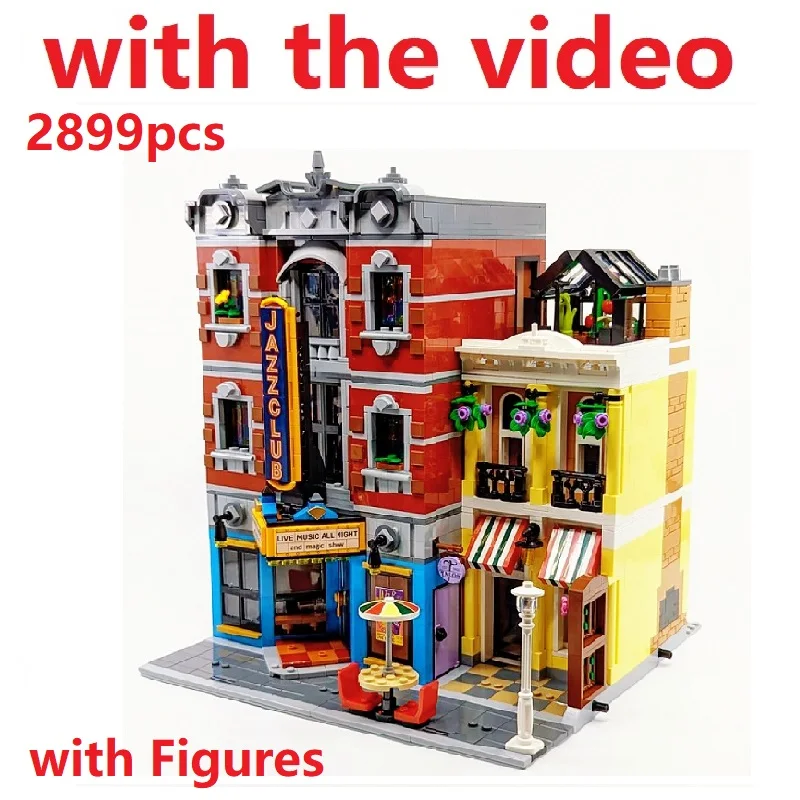 Creatoring Expert 10312 Jazz Club Pizzeria Shop Model Moc Modular Houses Building Blocks Bricks Compatible Kid Toy 2899PCS