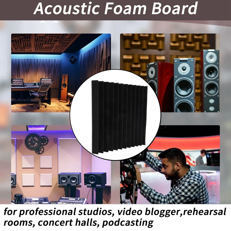 AA79 New 24 Pack Acoustic Panels With Self-Adhesive,1 X 12 X 12 Inch Sound Proof Foam Panels,For Home Studio