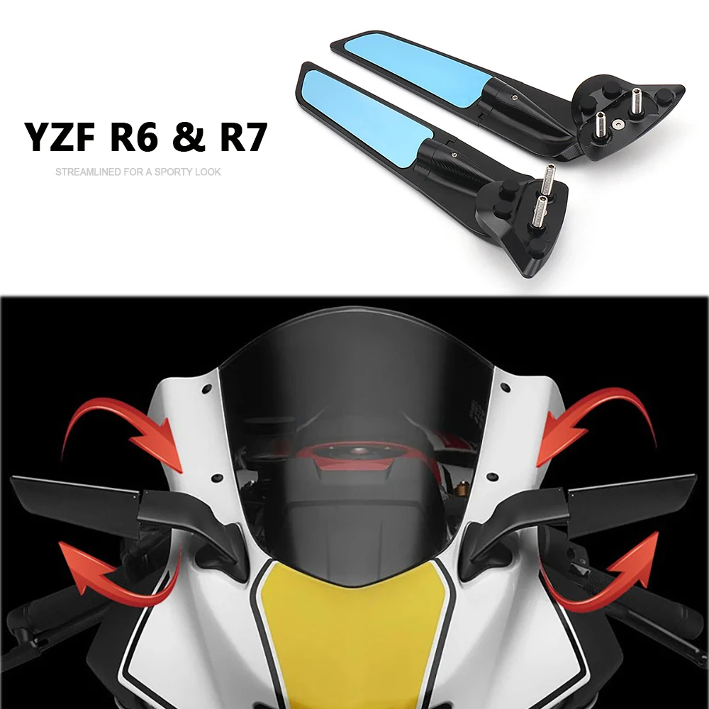 

Motorcycle Rearview Mirror Stealth Sport Winglet Mirrors For Yamaha YZF-R6 YZF R6 2017-2020 YZF-R7 YZF R7 2021-2025