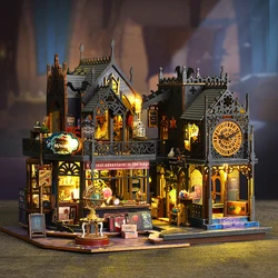 Retro Magic City DIY Wooden Doll Houses Assembled Building Kits With Furniture LED Lights Home Decoration Adult Handmade Gifts