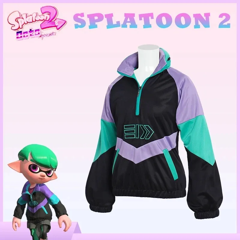 CyAnime Legend Game Splatoon 2, винтажный костюм для косплея, топ для взрослых, унисекс, повседневные пуловеры, толстовка, пальто контрастного цвета, молния, T