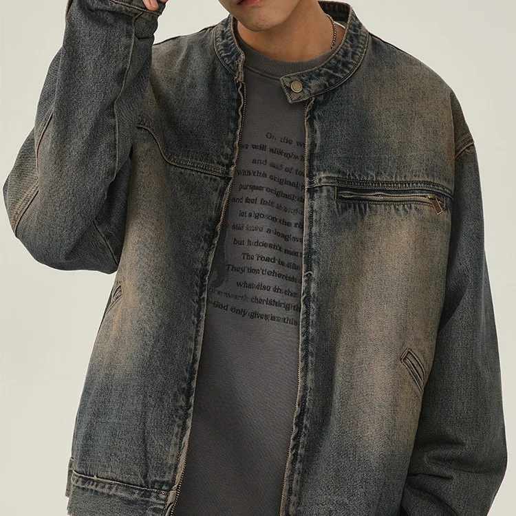 

Autumn American Vintage Loose Denim Jackets for Men Gothic Hip-hop High Street Couple Jacket Coat Y2k Streetwear Men Clothing