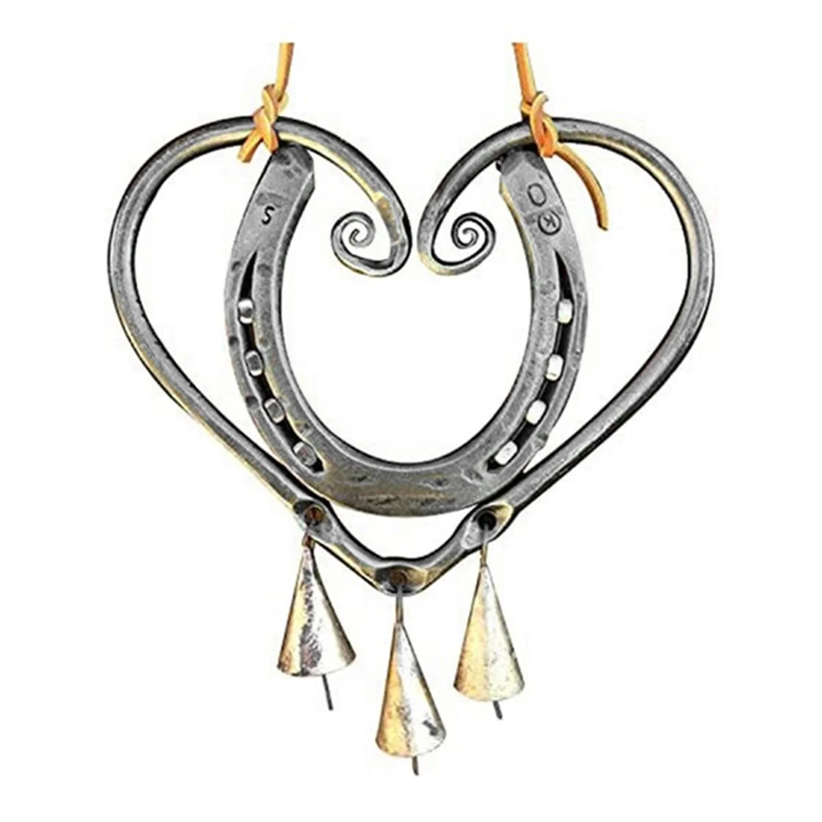 Lucky Love Wind Chime with Steel Nails, Horseshoe Retro Wind Chime, Heart Shaped Wind Chimes for Garden, Patio