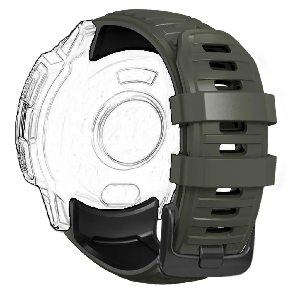 نغمتين الرياضة ساعات سيليكون الأشرطة ل Garmin غريزة 3 50 مللي متر حزام (استيك) ساعة سوار ل غريزة 2X الأساور تنفس ساعة