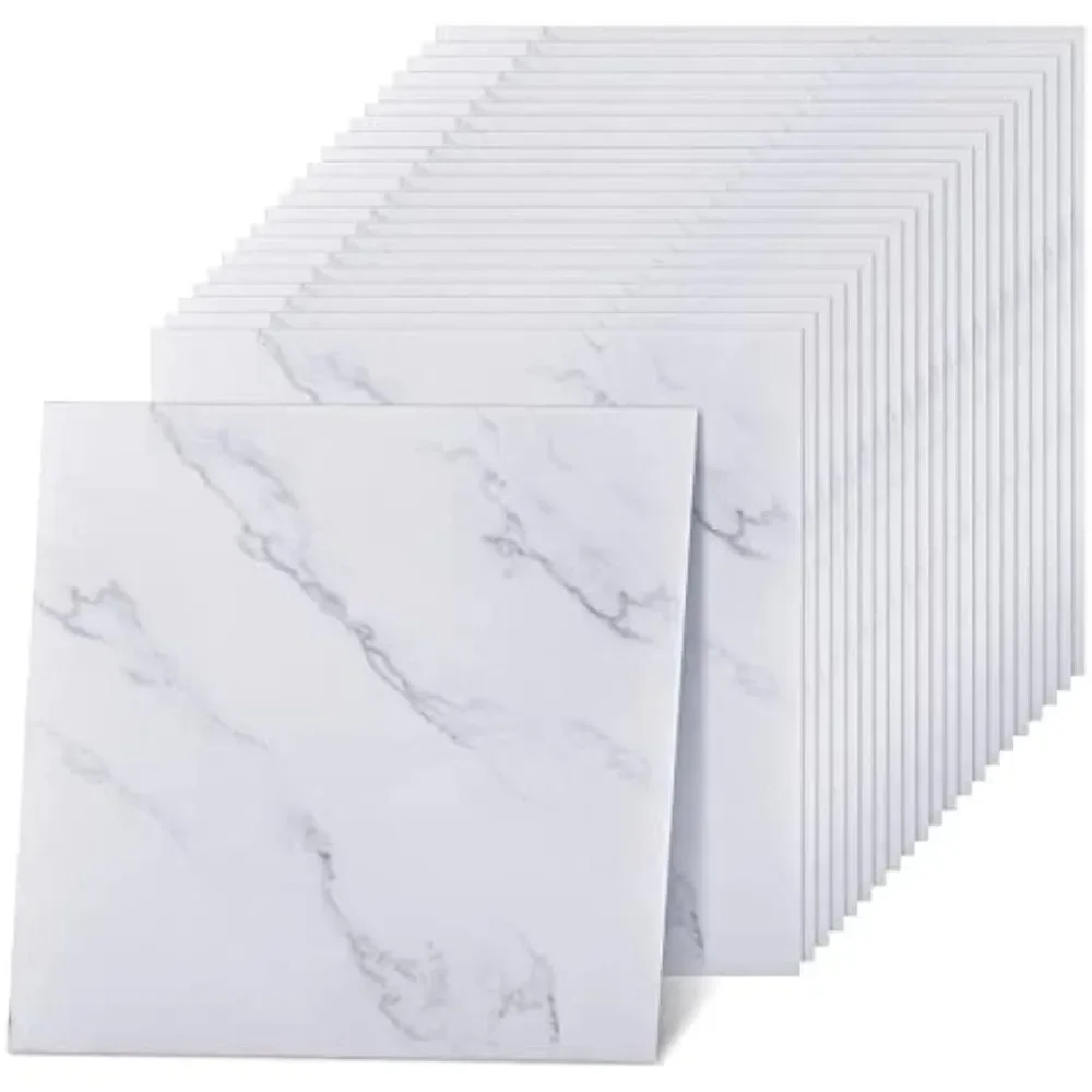 

100 Pcs Self Adhesive Peel and Stick Floor Tile 12 x 12 Inch Waterproof Vinyl Flooring Tile Floor Sticker Tiles (Marble Style)