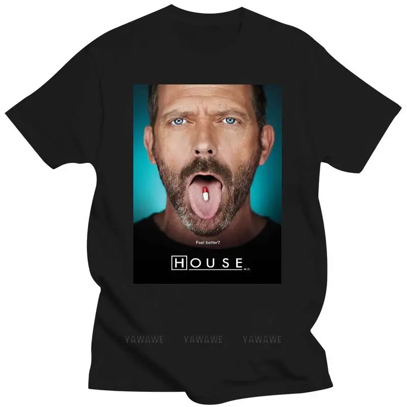 Male funny print tee-shirts black Dr. House Everybody Lies Feel Better Retro Vintage Hipster Unisex T Shirt o-neck tshirt