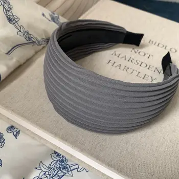 全新復古寬褶雪紡布髮帶 簡約純色高冠髮箍 女士防滑髮箍頭巾配件 10 最佳銷售 超寬頻 - №8