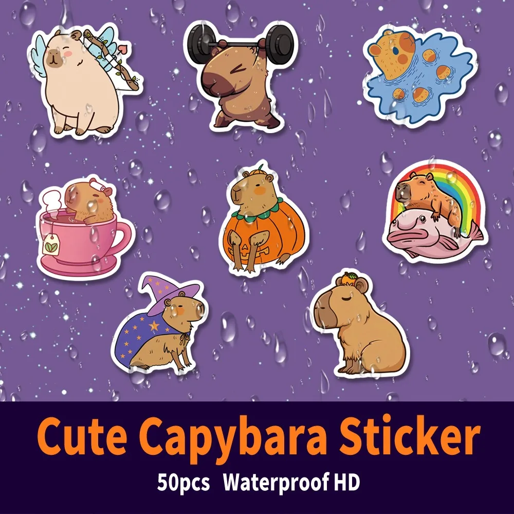 10/30/50Pcs Cute Animal Capybara Cartoon Graffiti Stickers For Phone Helmet Guitar Laptop Water Cup Waterproof Decals Kids Toy