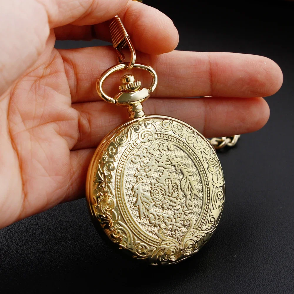 Simple Vintage Pocket Watch Round Quartz Chain Watch Solid Color Alloy Pendant WP4128