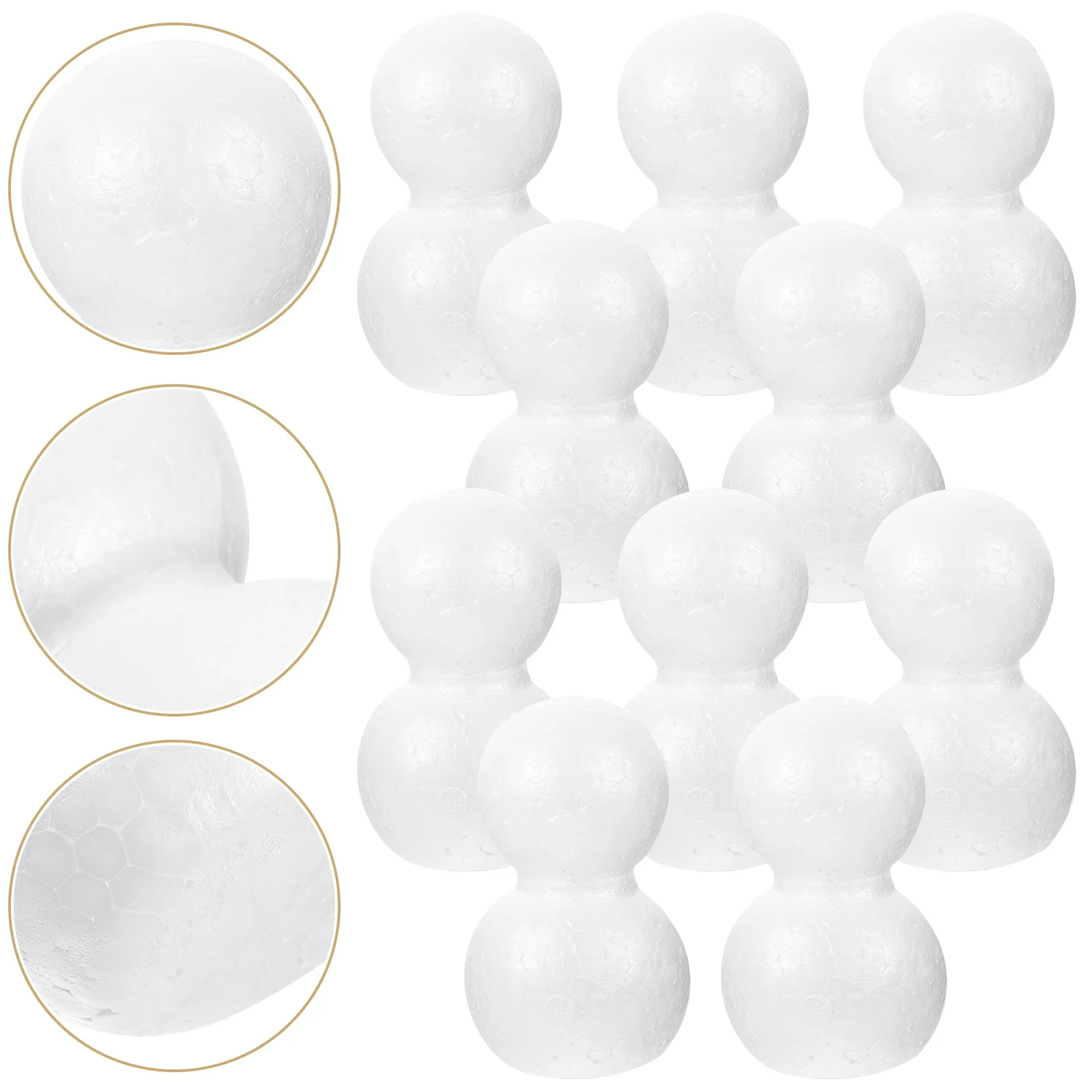 10 PCS Snowman Balls for Crafts Flower Arrangement Accessories Christmas Ornaments Manual Xmas Kids Toys Polystyrene