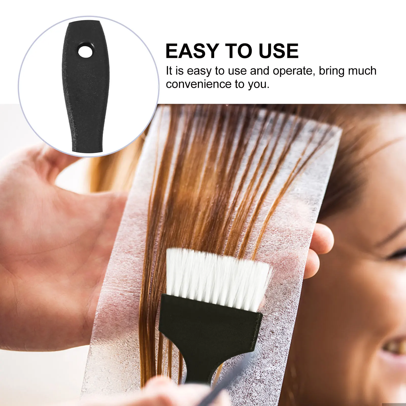 

2pcs Dye Applicator Brush Hair Coloring Comb Comfortable Handle Hole Design Professional Home Use Durable No Hair Stuck