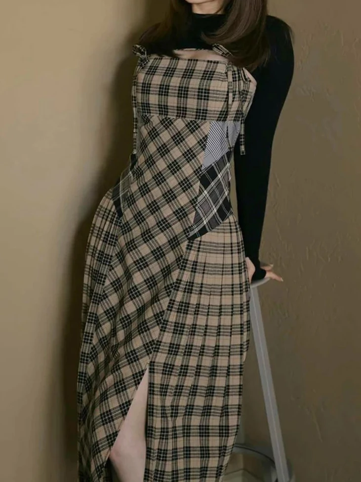 

Neploe винтажный костюм High Street клетчатое платье сексуальное платье с вырезом в тонкую талию японский облегающий халат в стиле Англия Vestidos