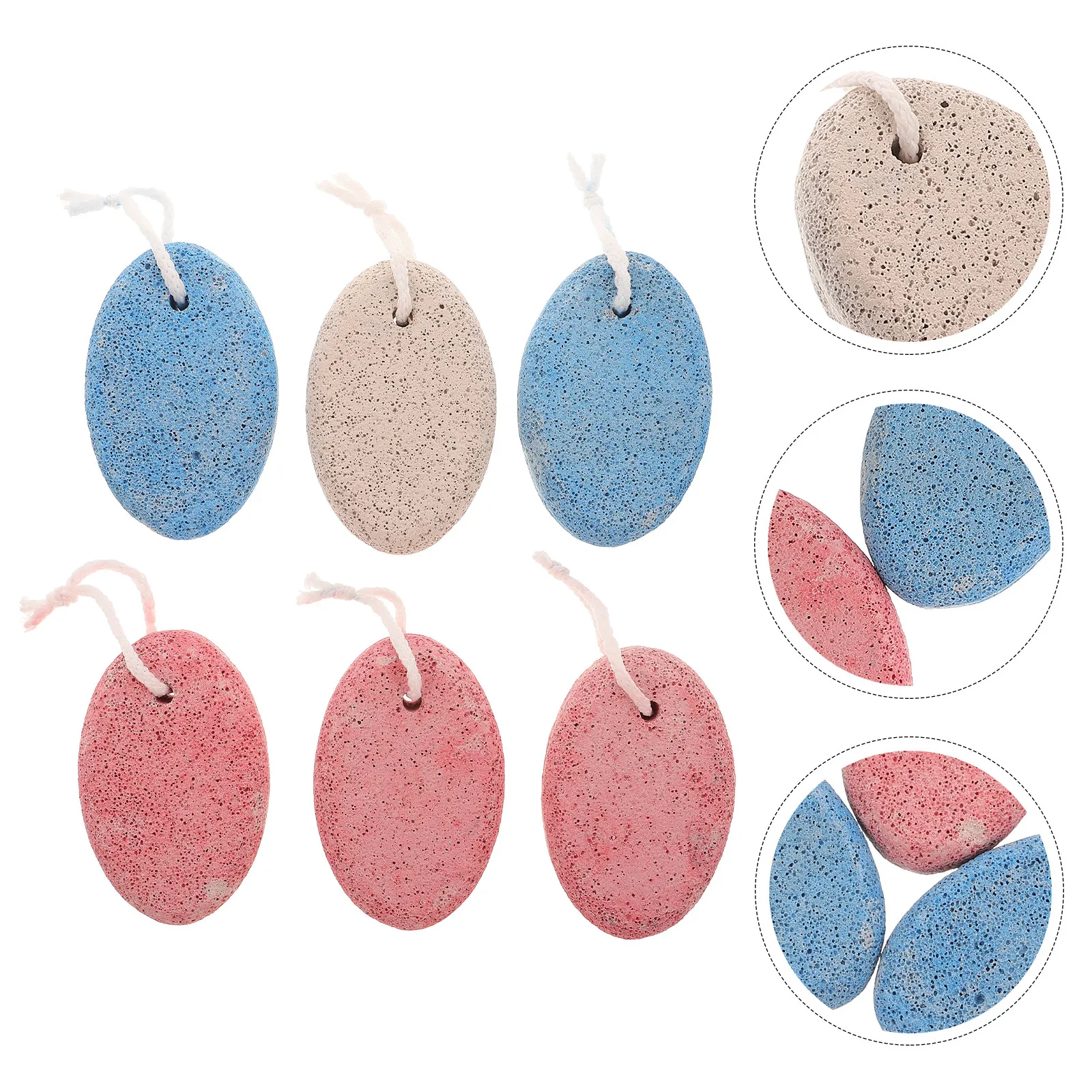 6Pcs Hanging Rope Pumice Stone Foot Exfoliator Dead Skin Remover Callus Scraper Pedicure Tools Feet Care Accessory File