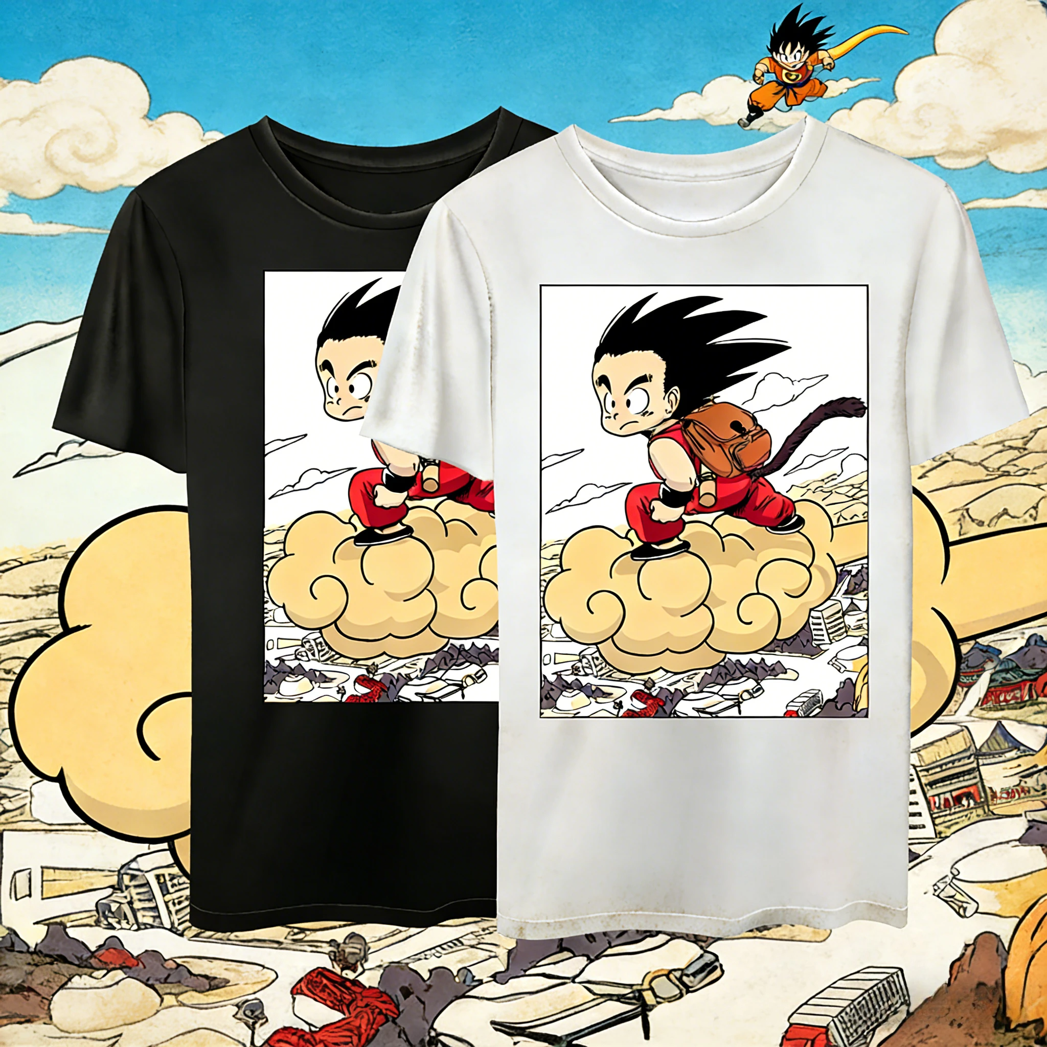 2026 Sommer Dragon Ball T-Shirt 100% Baumwolle Kid Goku auf Nimbus Übergroßes Lockeres Atmungsaktives Gym Streetwear Unisex T-Shirt