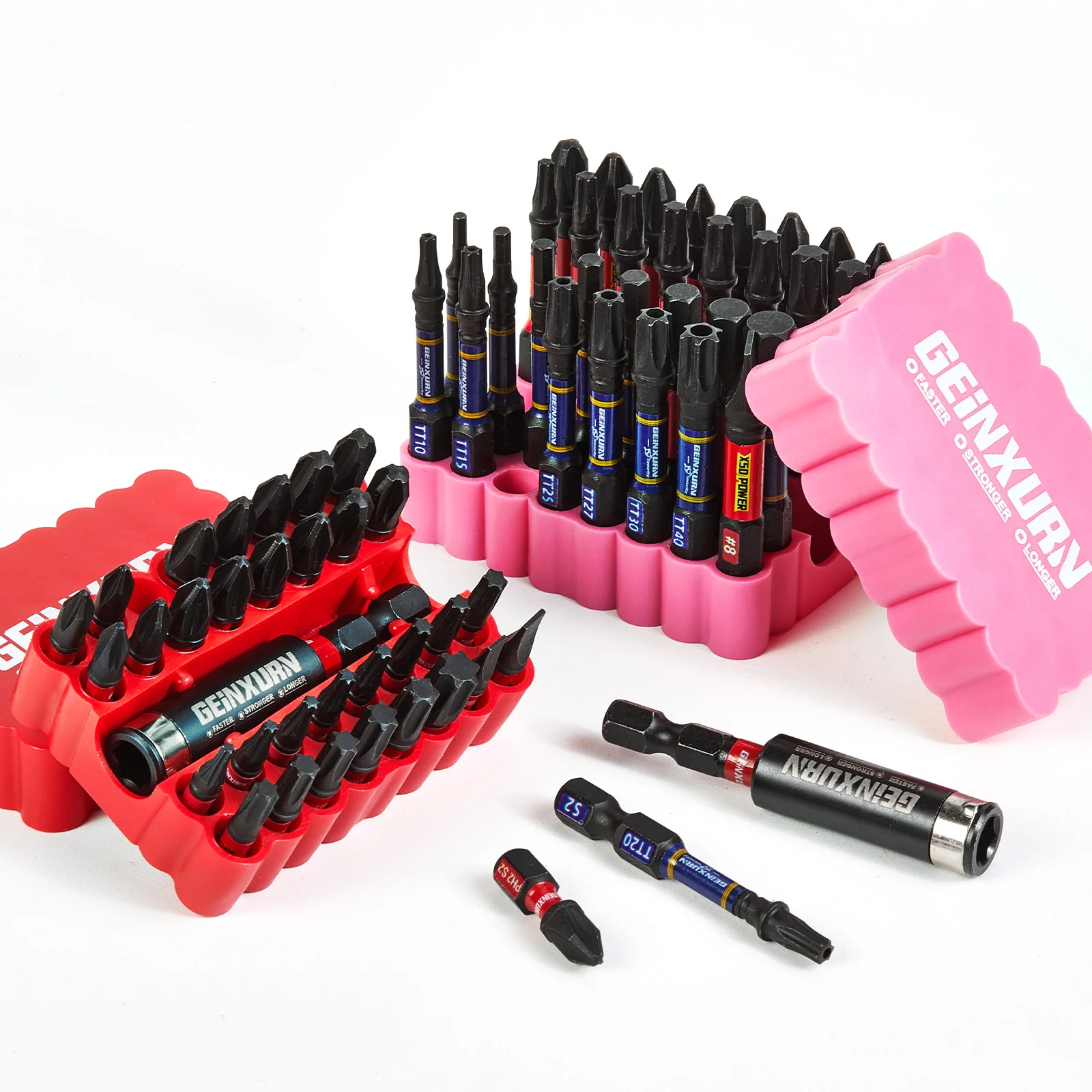 

Geinxurn 66PCS Impact Screwdriver Bits Set, 1''/2''/3'' Magnetic （PH/PZ/Torx/Hex/SL)S2 Steel Bits with Bit Holder & Soft Base