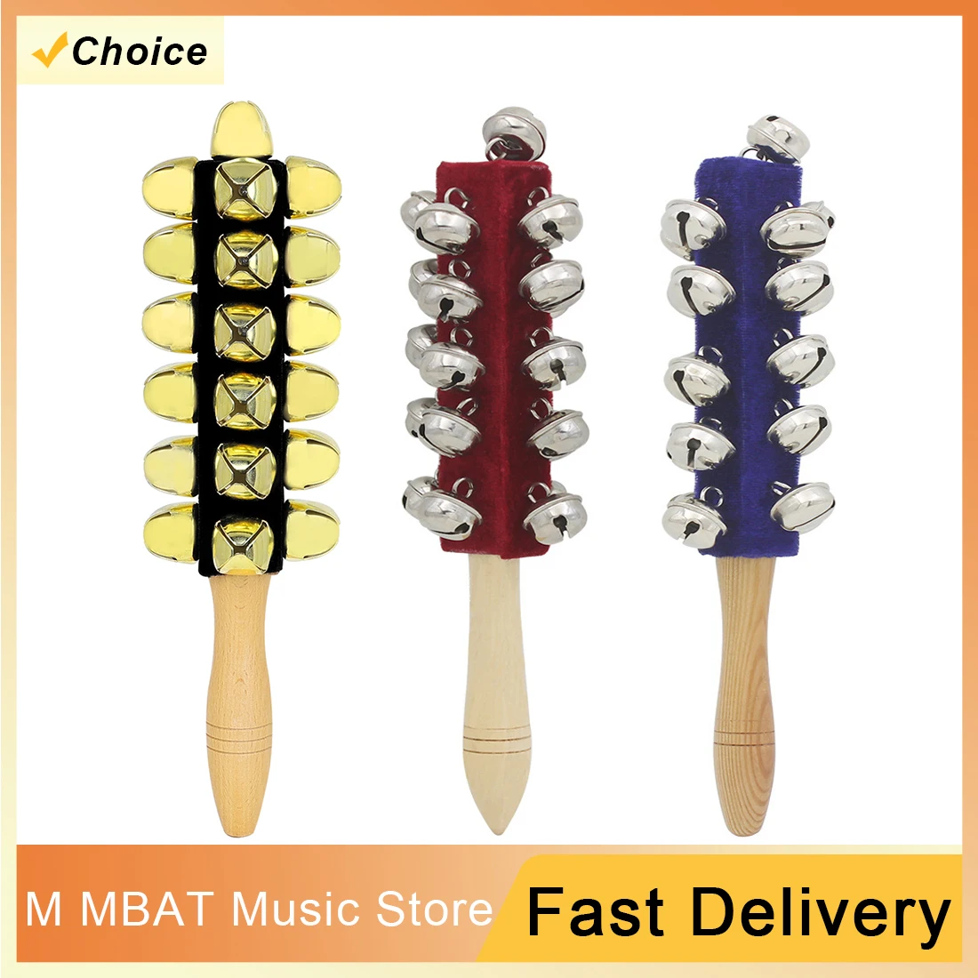 M MBAT Orff Percussion Instruments 21/525 Bell Cymbals Toys Early Education Musical Instruments Stick Shaker Musical Tools