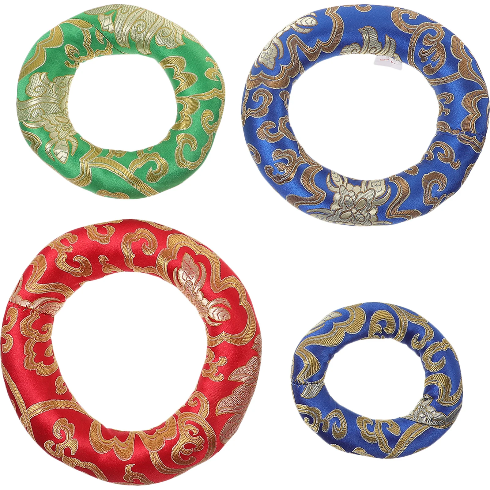 4 قطعة وعاء الموسيقى وسادة حلقة تصميم التبتية التأمل حصيرة لليوجا الصوت شفاء ديكور وعاء حامل القطن القماش وسادة البوذية #4