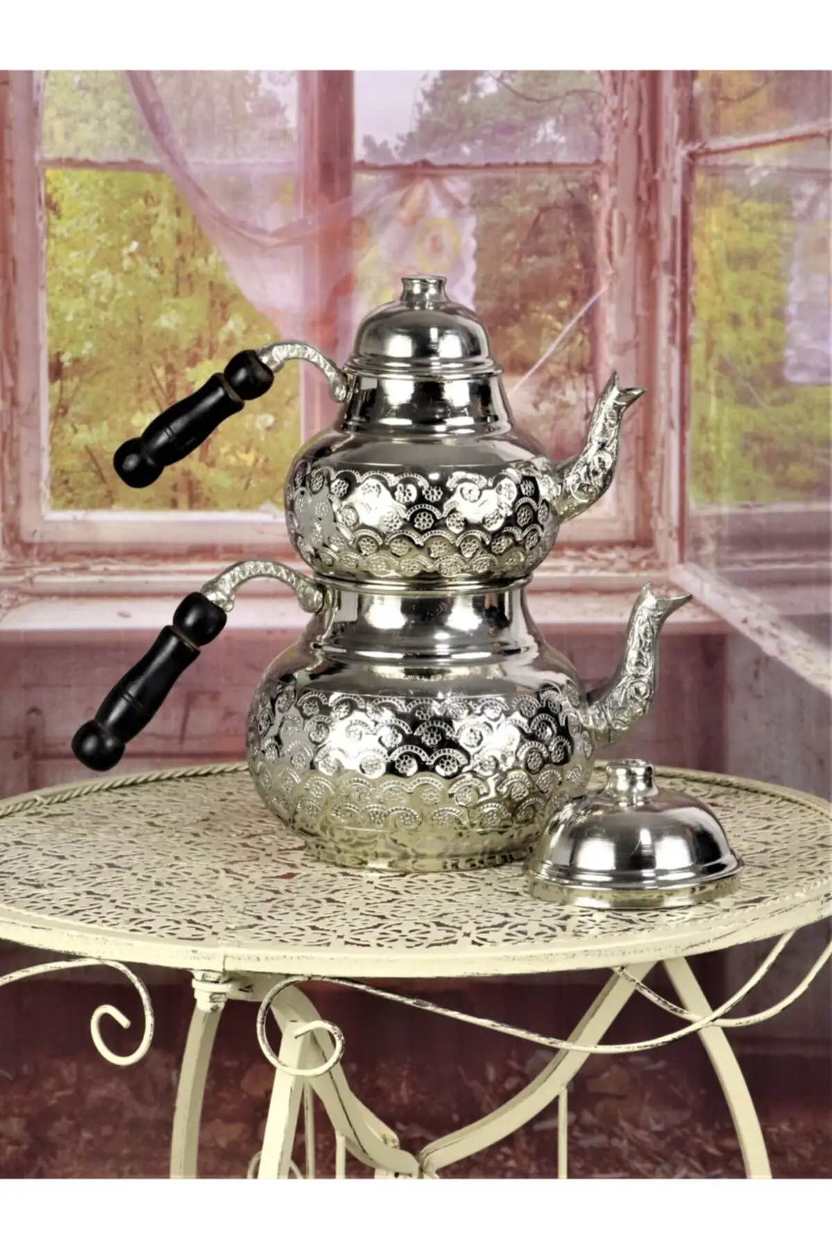 DOLBOVI heated nickel plated flower embroidered casting spout copper teapot Cooper Tea Pots Handmade