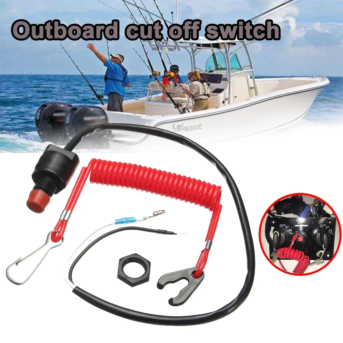 for Yamaha /Tohatsu Plastic Outboard stop Kill Switch Cut off Switches Boat Motor Kill Stop Switch & Safety Tether Lanyard