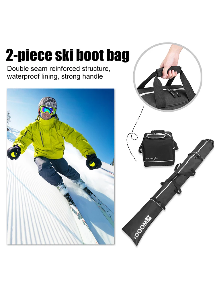 Juego de esquí de 2 uds., bolsa de lona impermeable para esquí y bolsa para botas, Kit de viaje acolchado para esquí y botas, conjunto de bolsa para equipo de esquí para adultos y niños