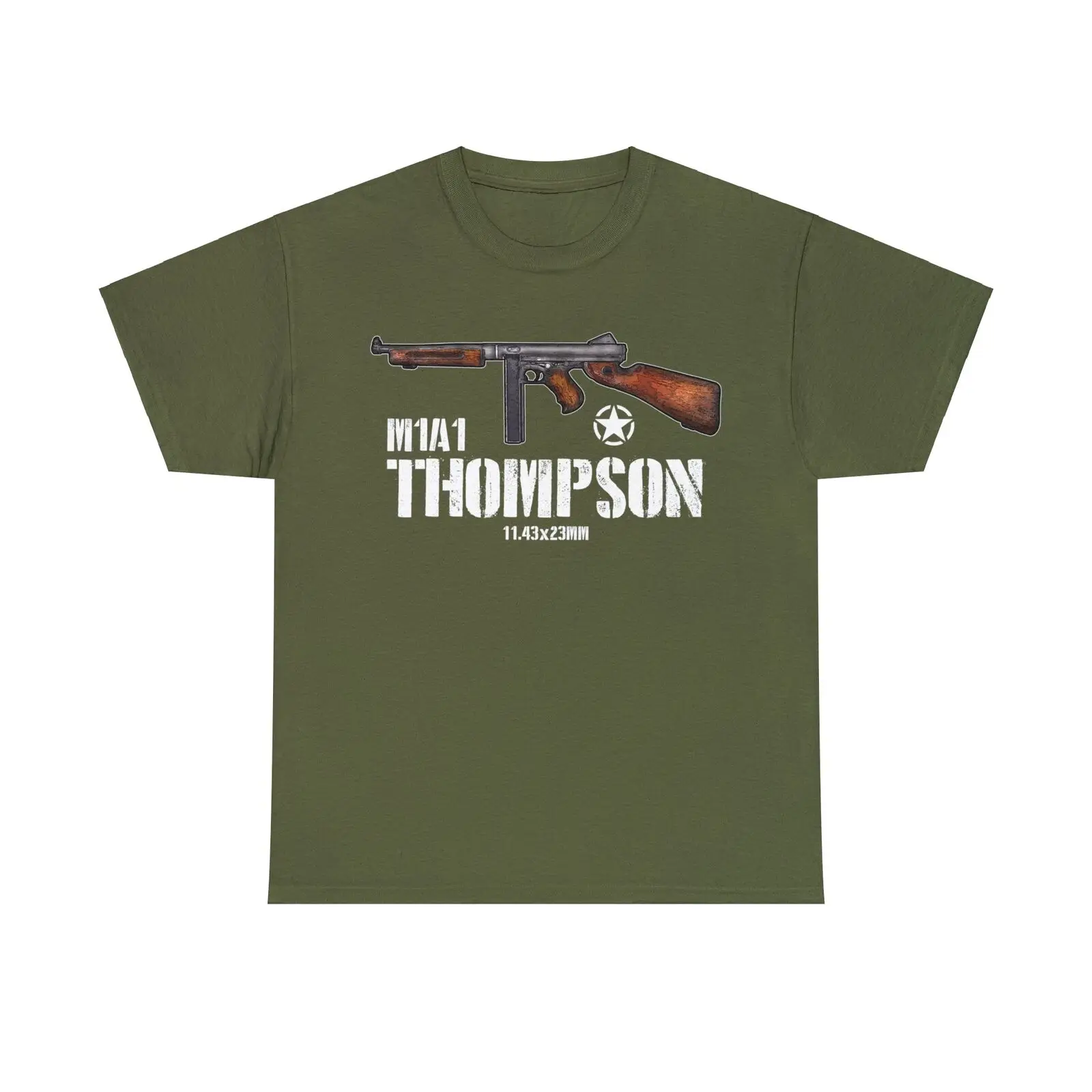 WWII US Army M1A1 Thompson Machine Gun T-Shirt 100% Cotton O-Neck Short Sleeve Summer Casual Mens T-shirt Size S-3XL